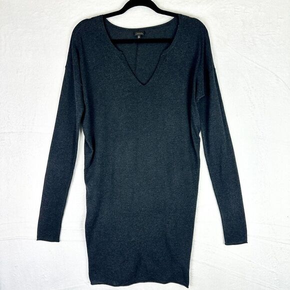 Aritzia T Babaton Silk Cashmere V Neck Dress Size Medium Charcoal Gray - Picture 1 of 5